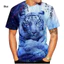 Áo thun nam ngắn tay khô nhanh thường ngày Fierce Tiger 3D In hình động vật Tee, Áo cổ tròn mùa hè