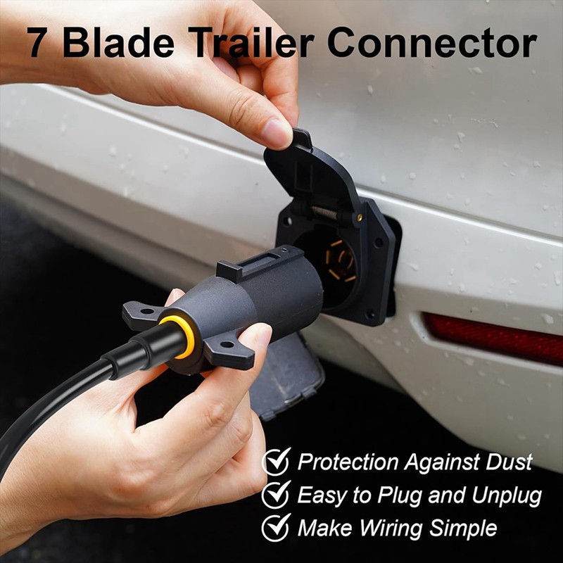 Phích cắm xe kéo 7 chiều (2 gói), Phích cắm thay thế dây kéo 12V 7 chân, Đầu nối đèn xe kéo kiểu RV tròn 7 điểm