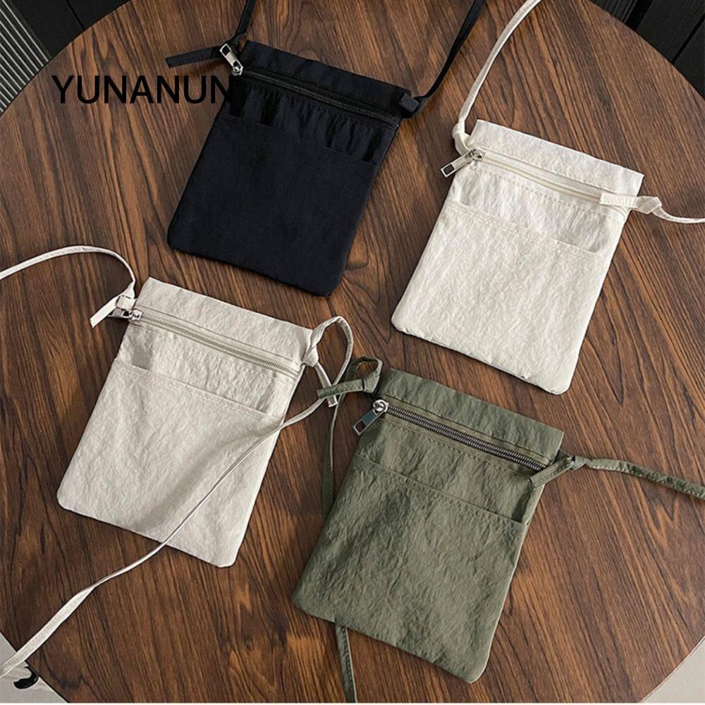 Túi đựng điện thoại di động YUNAUN, Ví điện thoại màu trơn nhẹ, Dây đeo mỏng thông thường Túi đeo vai vải Nylon di động dành cho nam và nữ