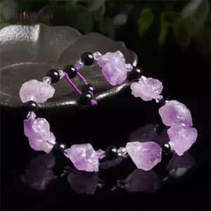 AqToCna Thời Trang Và Lãng Mạn Thạch Anh Tím Tự Nhiên Oril Đá Tự Làm Hình Dạng Không Đều Vòng Tay Nữ Người Bạn Tốt Trang Sức Đa Năng AqToCna