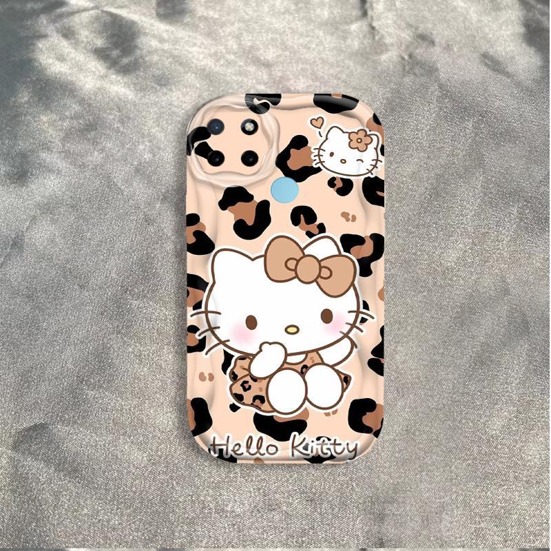 Thích hợp cho Realme C12 C15 C25 C25S C21Y C25Y Narzo 30A Narzo 20 3D Vỏ kem TPU mềm in họa tiết da báo Kitty Vỏ điện thoại chống sốc