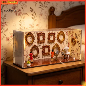 Linh hồn| Màn hình bộ nhớ gia đình Khung bảo tàng mini Diy Mini Museum Shadow Box Frame Kit với 9 khung vàng 5 bức tượng nhỏ – Màn hình bộ nhớ tùy chỉnh cho kỷ niệm sinh nhật đám cưới