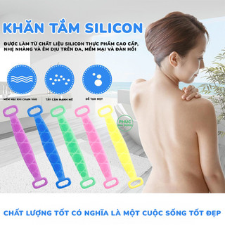 5 Đai Chà Lưng Massage Silicon 2 Mặt Loại Dày - Dây Kỳ Lưng Tẩy Da Chết Chống Trượt Giúp Da Trắng Sáng Mịn Màng
