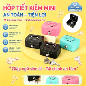 Ống tiết kiệm kim loại cầm tay, Hộp đựng tiền nhỏ có khóa, Hộp đựng tiền mini, Hộp đựng tiền an toàn