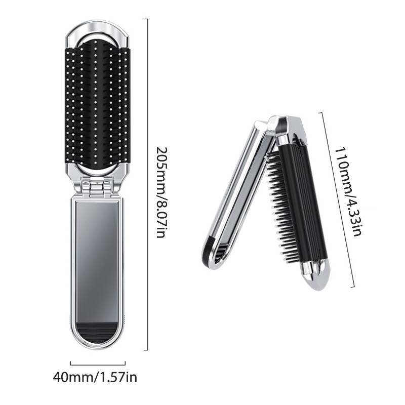 PNPIA- Bàn Chải Tóc Mini Gấp Massage Lược Đầu Massage Chống Tĩnh Điện Di Động Du Lịch Chải Tóc Cô Gái Lược Tóc Có Gương