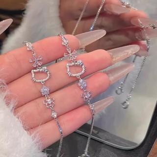 Vòng Tay Mèo Rỗng Kim Cương Hồng Hoa Anh Đào Vòng Tay Dành Cho Nữ Hàn Quốc Ngọt Ngào Và Dễ Thương Vòng Tay Có Thể Điều Chỉnh Đa Năng Cho Bạn Gái Và Học Sinh