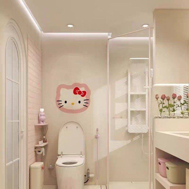 Hellokitty Dán Lối Vào Tủ Trang Trí Dán Hoạt Hình Dễ Thương Hello Kitty Phòng Tắm Tủ Lạnh Miếng Dán Chống Thấm Nước