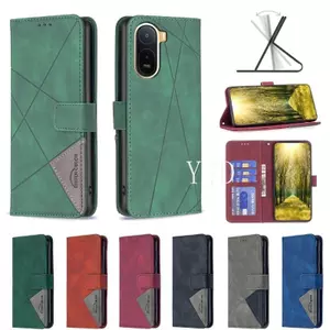 Ốp Lưng Cho Honor 500 Nút Từ Tính Thông Minh Khe Cắm Thẻ Da Hình Thoi Chống Rơi Vỏ Điện Thoại