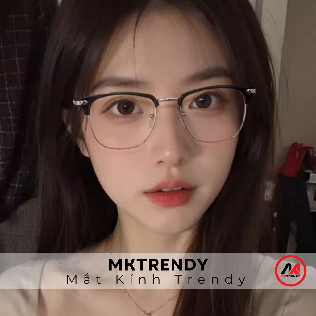 Kính đổi màu gọng kim loại MKTRENDY thời trang nam nữ chống ánh sáng xanh chống tia UV X19