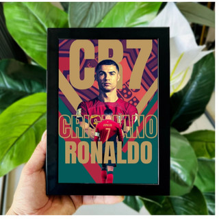Tranh Poster Để Bàn Cầu Thủ Bóng Đá Cristiano Ronaldo (CR7) tráng gương đóng khung