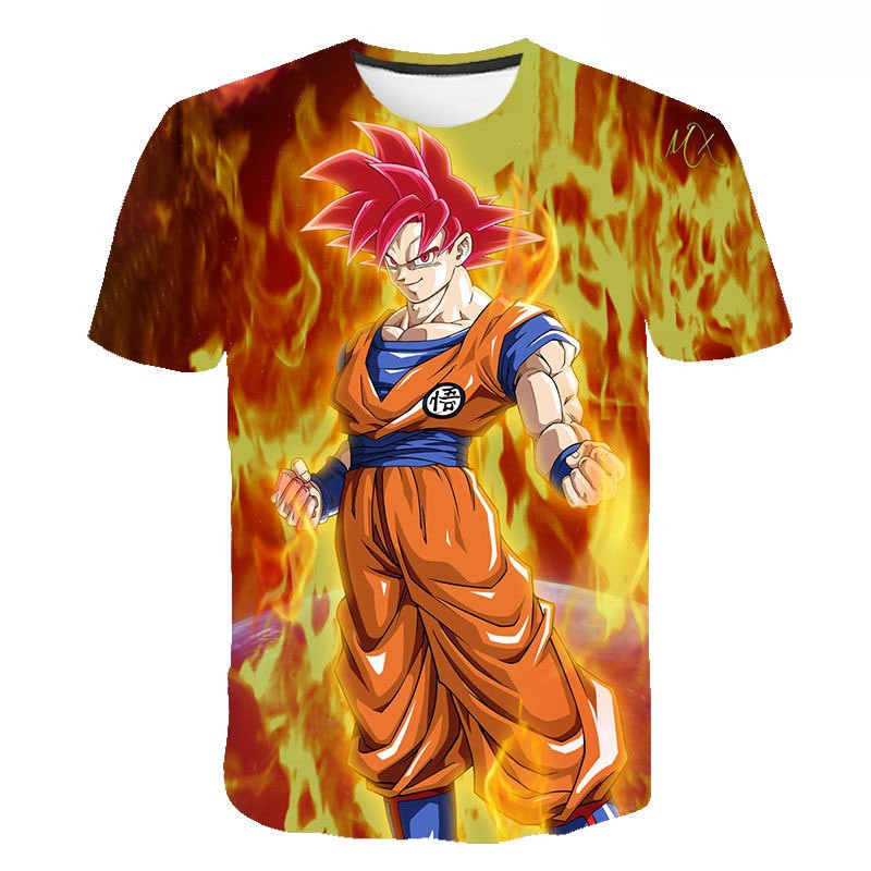 Áo Thun Unisex Họa Tiết 3D Dragon Ball, Tay Ngắn Cổ Tròn, Thời Trang Mùa Hè