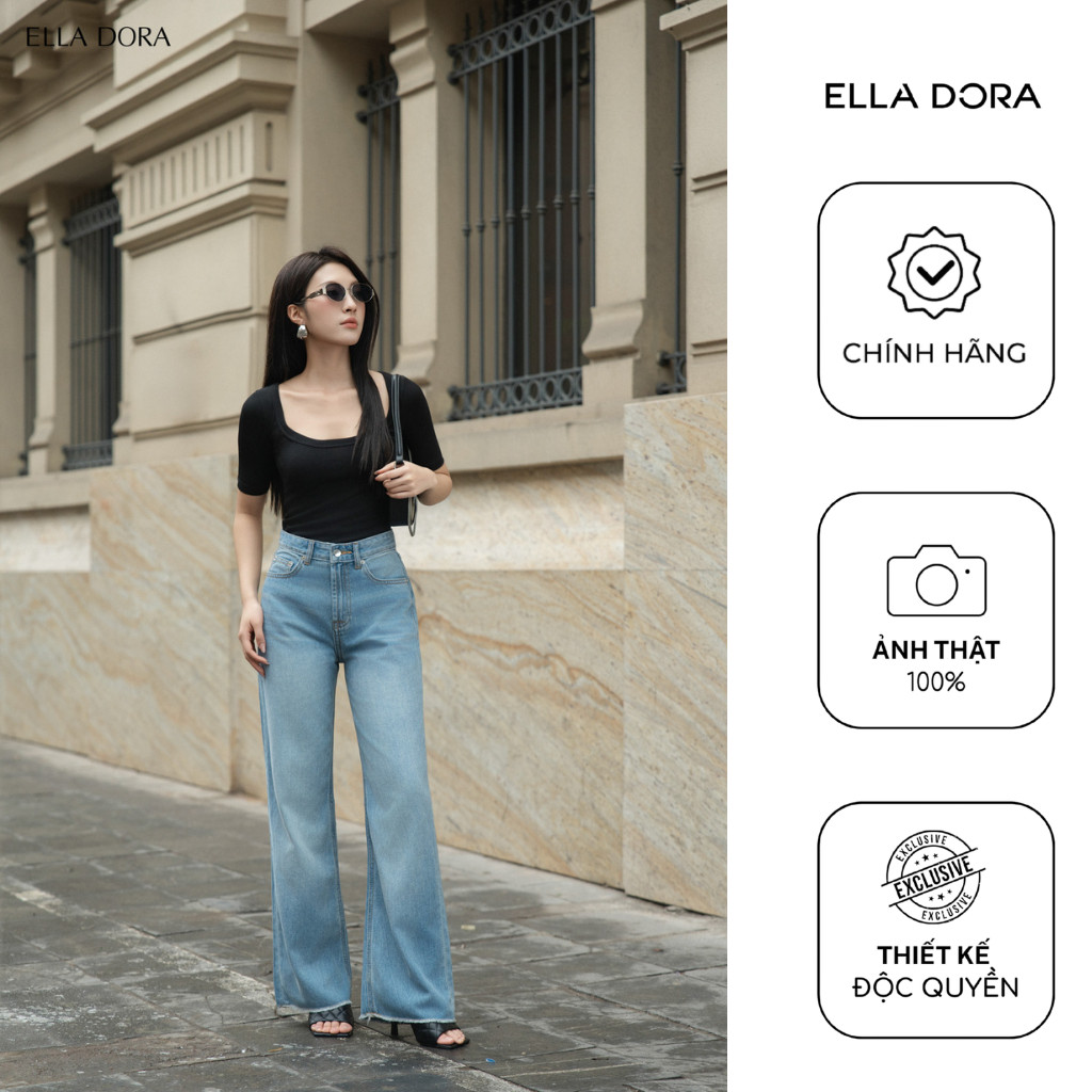 Áo thun nữ ELLA DORA cổ tròn dáng ôm cộc tay thiết kế trẻ trung thanh lịch 2 màu ĐEN/TRẮNG [AT17]
