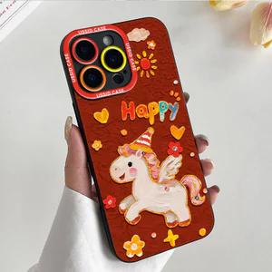Ốp điện thoại mềm bảo vệ mềm họa tiết ngựa vui vẻ, thích hợp cho iPhone 11 12 13 14 15 16 17Pro Max IP 7 8 Plus X XS XR
