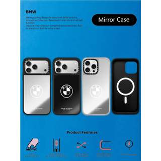CASECASE X BMW Đen Sưu Tập Ốp Lưng Đen & Bạc Gương Hút Từ Tính IPhone Dành Cho IPhone 17 Air 16 15 14 13 12 Pro Max Plus Ốp Lưng Cứng Có Hộp Khắc Logo