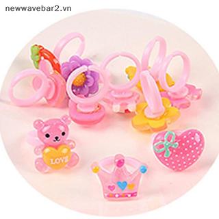 [Mới] 10 Nhẫn Công Chúa Hoạt Hình Trẻ Em Kẹo Hình Nơ Động Vật.