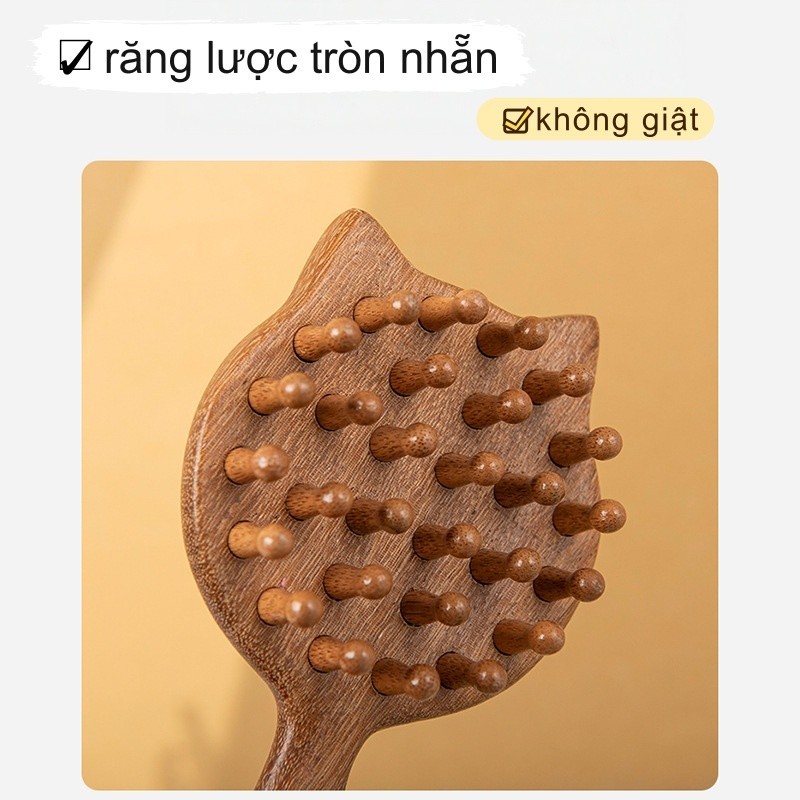 Lược Đệm Khí Gỗ Đàn Hương Đa Năng – Làm Mượt Tóc, Massage Da Đầu, Lưu Thông Máu, Giảm Stress, Hỗ Trợ Ngủ Ngon