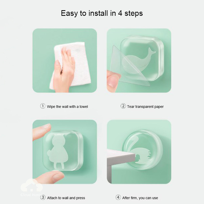Miếng đệm silicon trong suốt chống va chạm cho tay nắm cửa tủ lạnh, miếng dán tường.