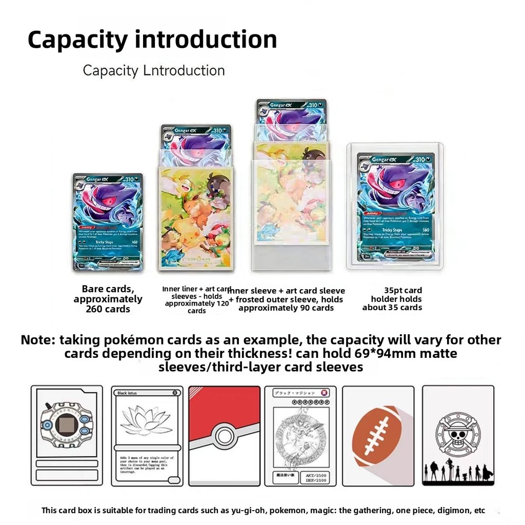PTCG Ghost Thuộc tính Mimikyu Series Diy Bảng da từ tính Hộp đựng thẻ trò chơi OPCG DTCG TCG Bộ sưu tập thẻ trò chơi Hộp lưu trữ đồ chơi Nhân vật đồ chơi Anime Bộ sưu tập trò chơi Hộp lưu trữ