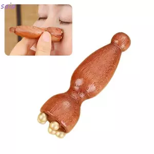 Con lăn mát xa mắt SAIA, Gậy Massage mặt Lotus Pod 5 răng, Gậy cạo mắt bằng gỗ Mini để giảm mệt mỏi cho da mặt