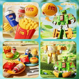 Biến Đổi Robot Đồ Chơi Burger Fries ABS Quà Tặng Giáo Dục Trẻ Em Nhập Vai Chơi Hộp Sinh Nhật