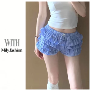 Milyfashion Quần Short Bánh Culottes Mùa Hè Kẻ Sọc Eo Nơ Nhiều Lớp