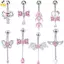 Nhẫn Rốn Hình Bướm Trái Tim từ Thép Không Gỉ và Đá Pha Lệ Hồng Zircon - Trang Sức Dành Cho Nữ