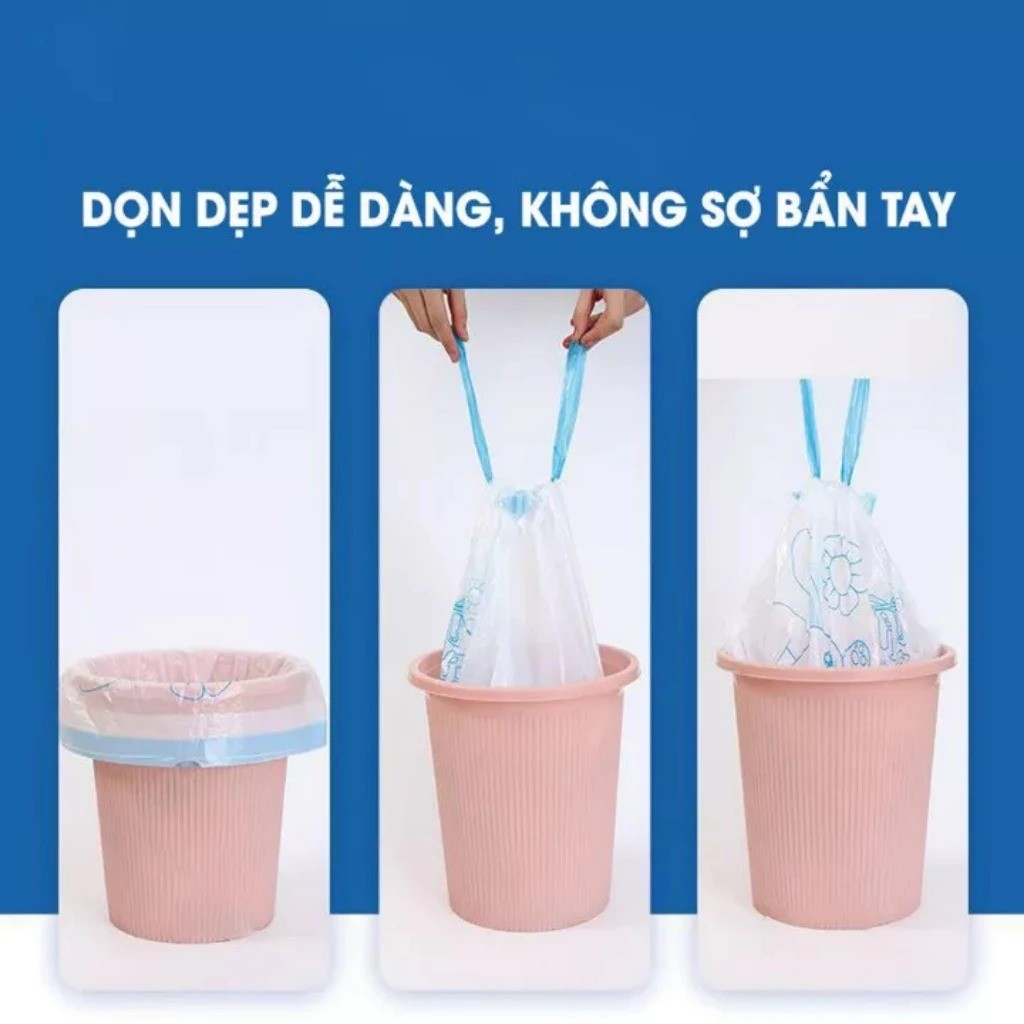 Túi Đựng Rác Có Dây Kéo loại 100 Túi. Loại Siêu Dày Dai Chắc Chắn, Túi Đựng Rác