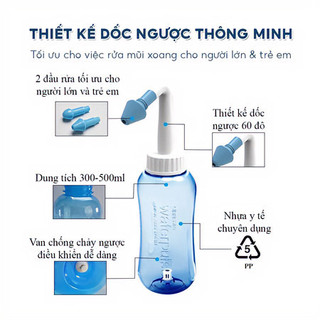 【Hỷ】Bình rửa mũi Water Pulse 300ml, ngăn ngừa viêm xoang và bệnh hô hấp, lý tưởng cho người thường xuyên tiếp xúc bụi.