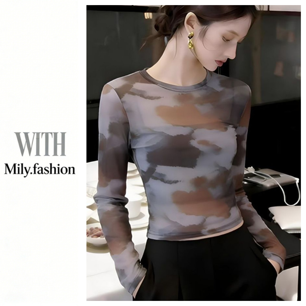 Milyfashion Tie-Dye In Gạc Dài Tay Đầu Thu Mỏng Xuyên Qua Chống Nắng Quần Áo Nữ
