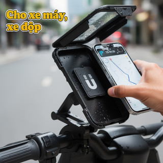 Giá Đỡ Điện Thoại Xe Máy Chống Thấm Nước Xoay 360 Màn Hình Cảm Ứng PVC Gắn Xe Đạp Xe Tay Ga GPS
