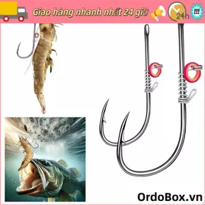 ORDOBOX 10 Chiếc Móc Mồi Tôm Sống, Pickerel Wacky Giun Không Cỏ Thép Carbon Cao Móc Cá, 2024 Mềm Giun Thép Carbon Cao Khoảng Cách Rộng Bass Móc Câu Cá Biển