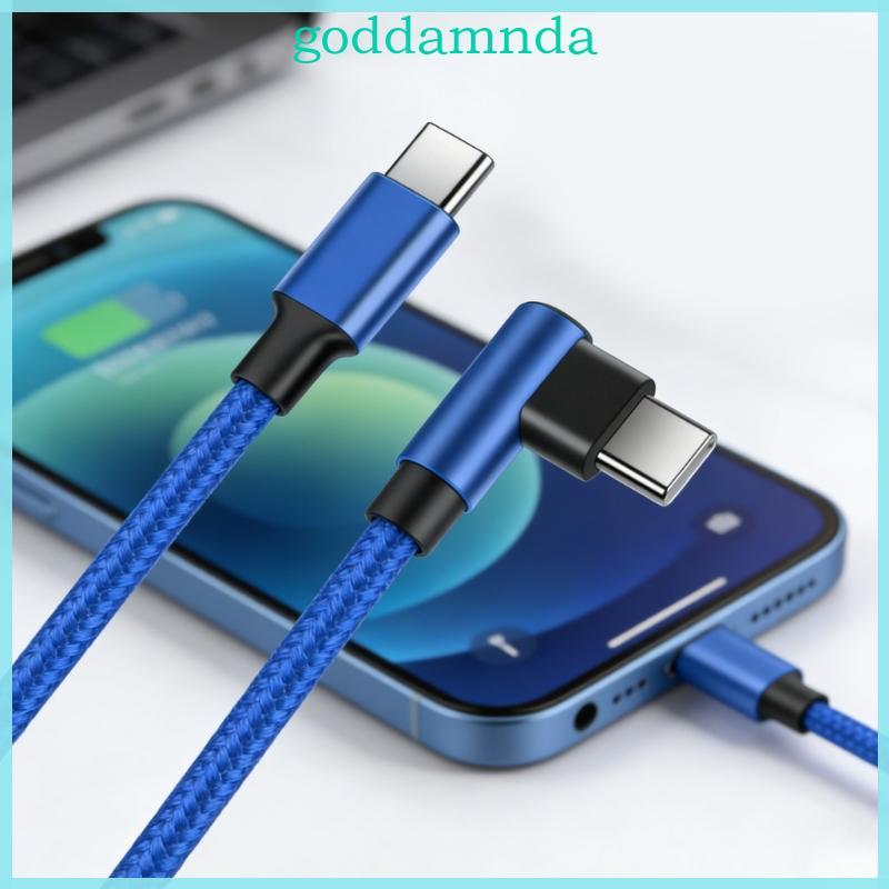 GODD 60W Cáp Giao Hàng Nguồn Loại C Đầu Nối Góc Phải Nylon Bện Sạc Nhanh Và Dây Dữ Liệu Cho Miếng Lót Điện Thoại