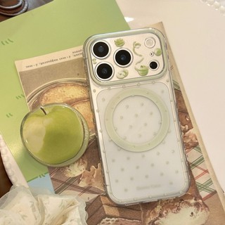 [Sheren] Vỏ điện thoại chấm bi trong suốt Apple màu xanh lá cây Thích hợp cho i17 16 15 14 13 12 11 pro max Vỏ bảo vệ chống sốc