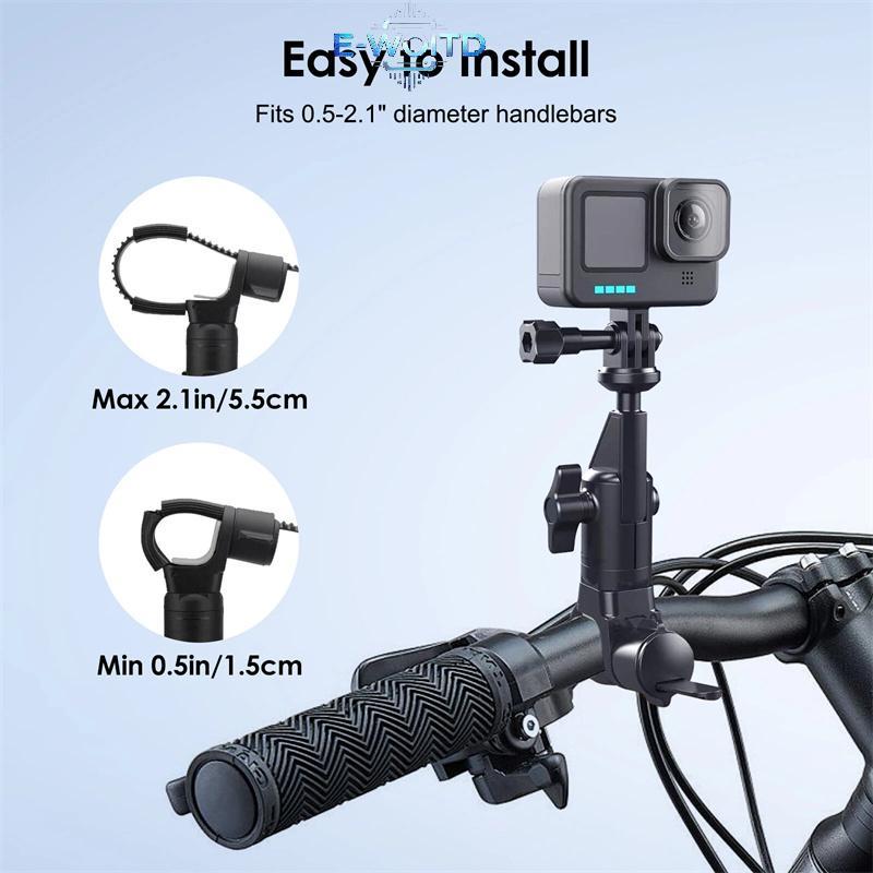 E-WOITD Xe Máy Giá Đỡ Xe Đạp Xoay 360 Tay Cầm Gắn Braet Cho Insta 360 X2 X3 X4 Go Pro 12 11 10 DJI E-WOITD