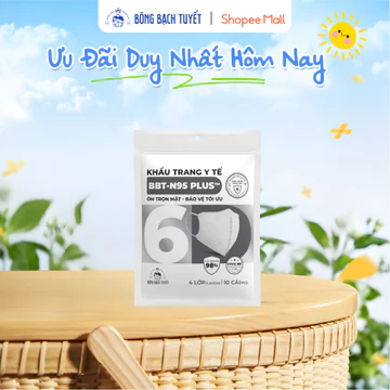 Khẩu trang Bông Bạch Tuyết N95 Plus 4 lớp bảo vệ tối ưu (10 cái/gói)
