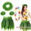 Váy cỏ Hawaii và Bộ Lei Phụ kiện trang phục màu xanh lá cây cho ngày lễ đi biển dự tiệc và hơn thế nữa
