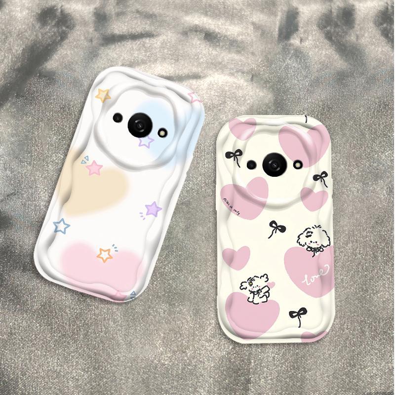 Thích hợp cho Redmi A3 / POCO C61 4G 3D Bé Gái Mềm TPU Nơ Tình Yêu Vỏ Điện Thoại Chống Sốc