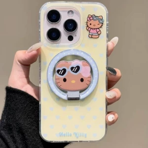 Kính Mát Dễ Thương Hello Kitty Từ Điện Thoại Cầm Chân Đế Có Gương Sáng Tạo 3D Hoạt Hình Gấp Giá Đỡ Ngôi Sao Để Bàn Cho Iphone