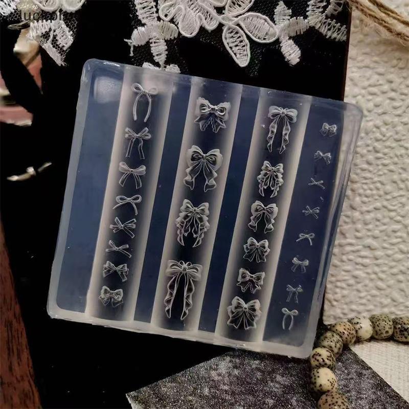 # luckpro # 3D Nơ Khuôn Làm Móng Tay Silicon Kích Thước Hỗn Hợp Nơ Tấm Dập Mềm Kawaii Ballet Nơ DIY Dụng Cụ Khuôn Làm Móng Tay Nghệ Thuật.