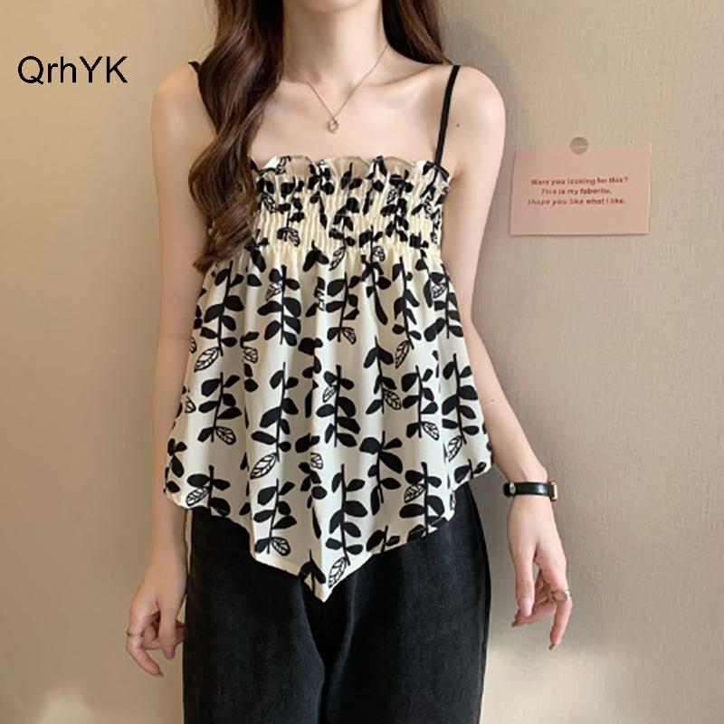 Nhà Máy Thời Trang Mùa Hè Retro Hoa Camole Nữ Gợi Cảm Không Tay Không Đều Rời Tank Top QrhYK