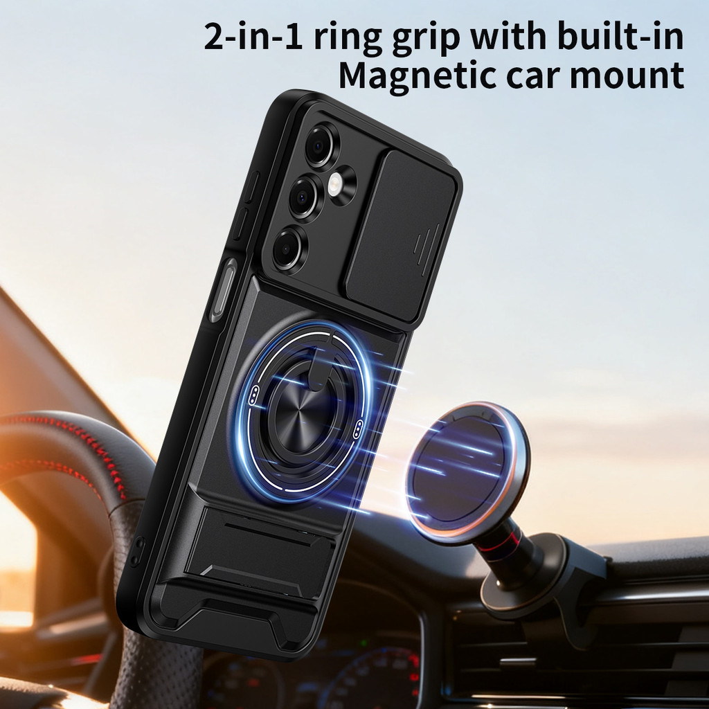 Ốp Điện Thoại Đa Năng Sang Trọng Thích Hợp Cho Samsung Galaxy A17 A16 A15 A12 A34 A56 Dây 360°Giá đỡ vòng có vỏ máy ảnh Vỏ bảo vệ toàn diện chống sốc