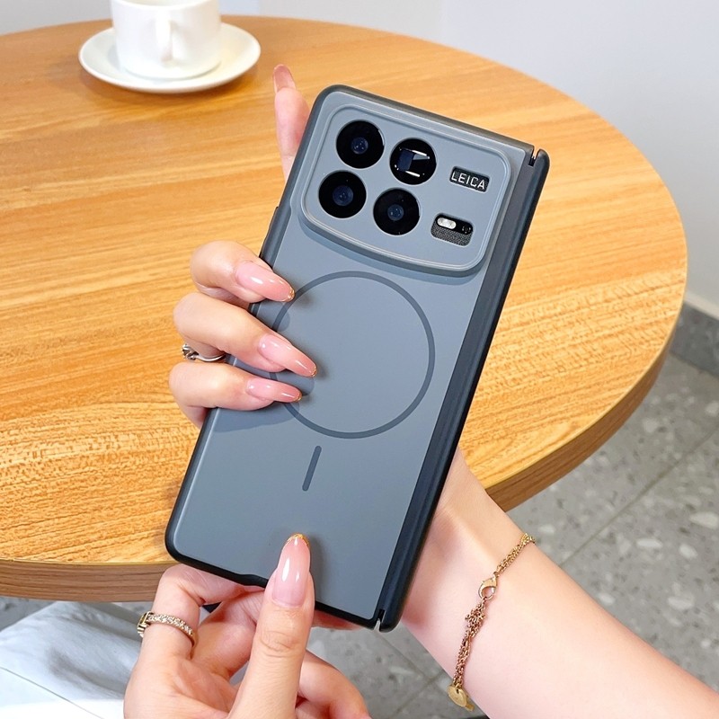 Mimi Tích Hợp Vòng Từ Tính Cứng Ốp Lưng Điện Thoại Xiaomi Mix Fold3 Fold4 Chống Vân Tay Matte PC Da Cảm Giác Bảo Vệ