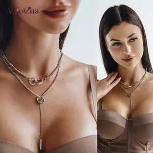 AqToCna Vintage Đôi Tròn Quyến Rũ Lớp Nelace Nữ Trang Sức Lớp Phụ Kiện Cho Bé Gái Quà Tặng Mặt Dây Chuyền Thời Trang Bohemian AqToCna