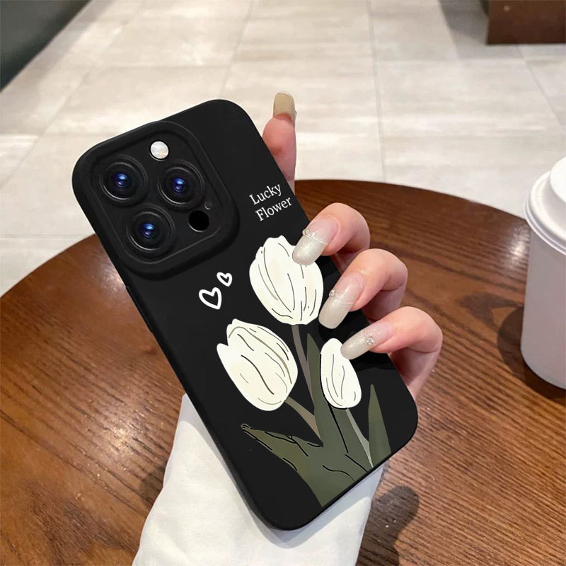 Ốp lưng iPhone Vỏ máy ảnh silicon họa tiết hoa may mắn - iP 7/8/X/XS/XR/11/12/13/14/15/16/17/Plus/Air/Pro/Max