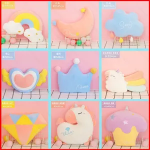 ST2 Kỳ Lân Macaroon Cầu Vồng Thái Mặt Trăng Mây Đệm Gối Ném Gối Mềm Đồ Chơi Giường Ghế Trang Trí Xe Cô Gái
