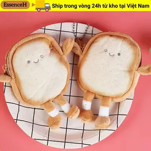 Ví đựng tiền xu bánh mì nướng ESSENCEH, Túi đựng tai nghe di động hoạt hình, Túi đựng đồ trang điểm Mini bánh mì nhẹ cho bé gái