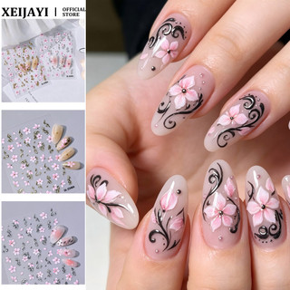Móng Tay Nghệ Thuật Mùa Xuân Hoa Miếng Dán Móng Tay Laser Dập Nổi Bronzing Nhỏ Tươi Phong Cách Retro Hoa Decal Trang Trí Móng Tay Dụng Cụ Làm Móng Tay Cho Tiệm Móng Tay
