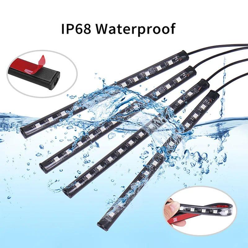 [Sẵn sàng] Đèn xung quanh ô tô RGB LED Dải chân tự động USB Đèn nội thất ô tô Dải trang trí Thanh điều khiển từ xa Đèn khí quyển