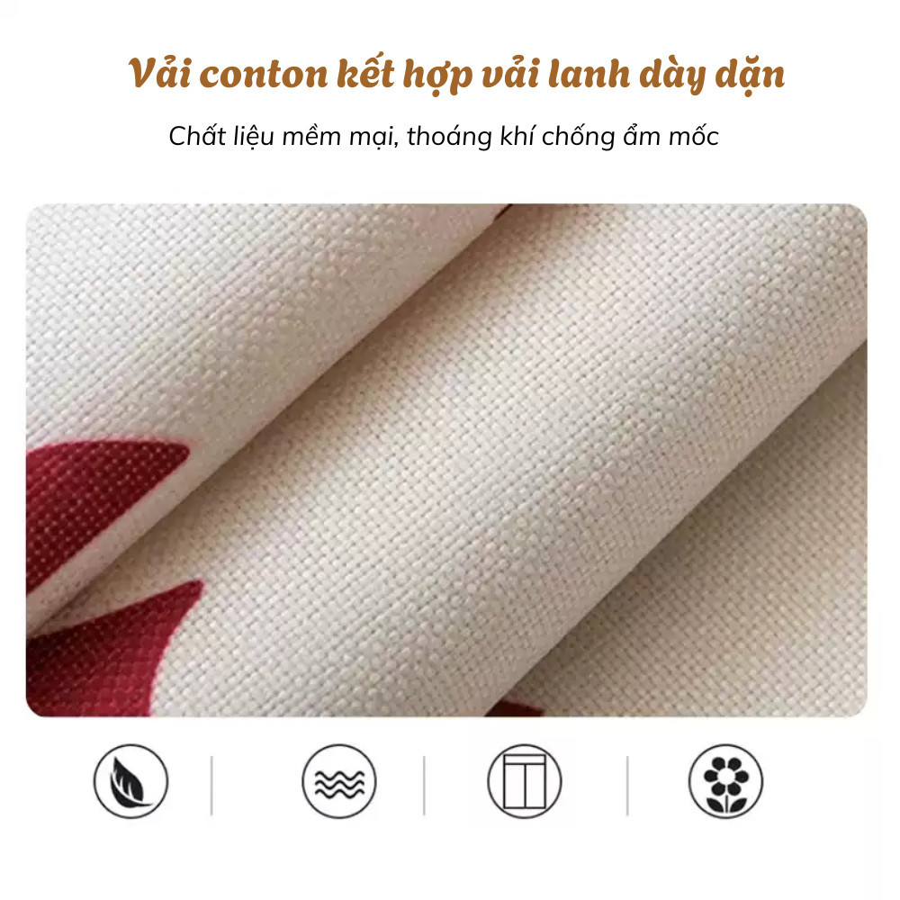 Tấm Phủ Tủ Lạnh HomeMate Chống Bụi Có Ngăn Để Đồ, Vải Lanh Cotton Chống Thấm Decor Nhà Bếp