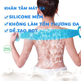 5 Đai Chà Lưng Massage Silicon 2 Mặt Loại Dày - Dây Kỳ Lưng Tẩy Da Chết Chống Trượt Giúp Da Trắng Sáng Mịn Màng